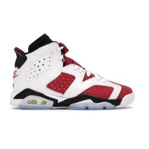 Air Jordan 6 Retro GS 'Carmine' 2021 Mid Top Lace Up Sneakers Red/White Kids 7Y